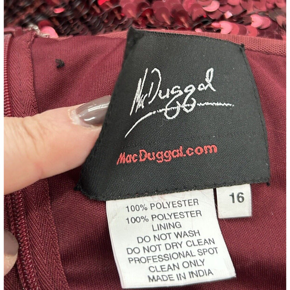 Mac Duggal 93540 Size 16 Embellished Cap Sleeve Cowl Neck Trumpet Gown Red NWT - Picture 12 of 14